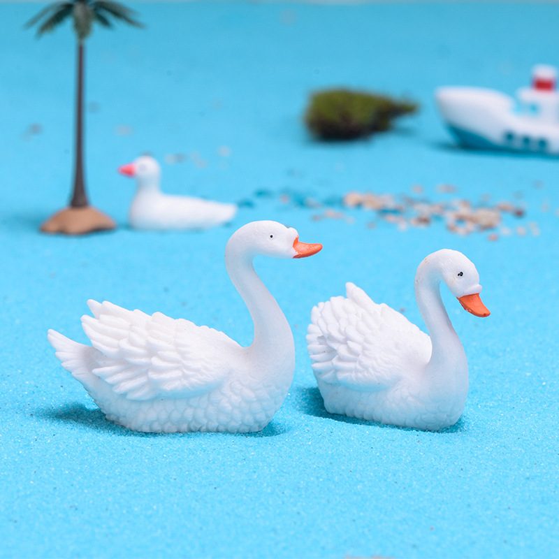 Mini Fairy Garden Animals Cute Resin Swan Model Wholesale Fairy Garden Accessories Supplies Miniture Fairy Garden Ornament Small Artificial Birds Figurine Kids Gifts Terrarium Fairy Garden Kits Decoration Table Decor